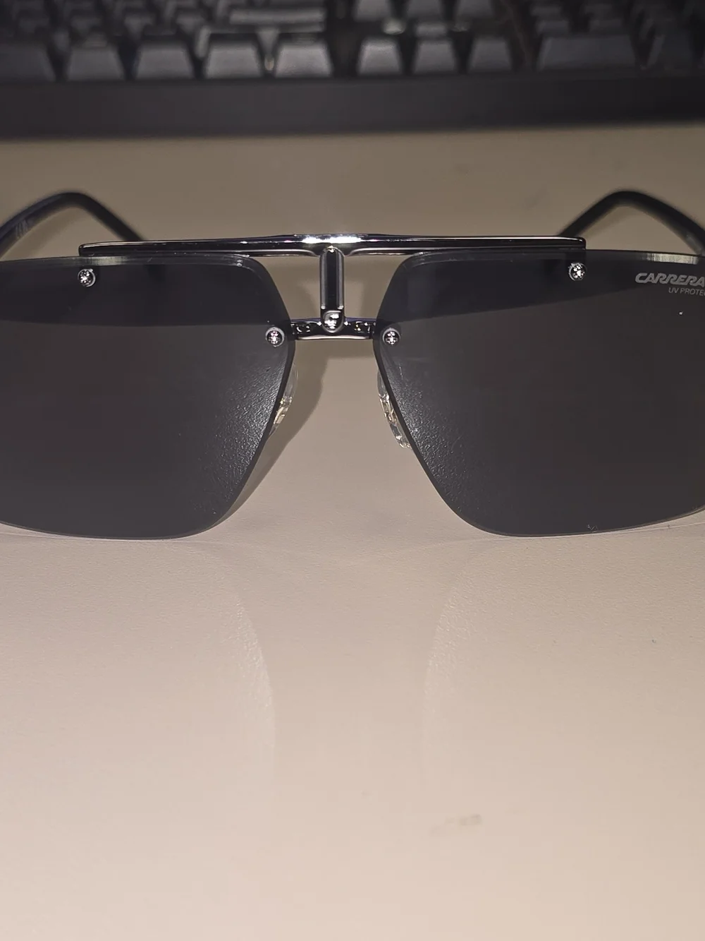 NEW Carrera 1054/S V81IR Rimless Sunglasses Ruthenium Grey Double Bridge + Case
